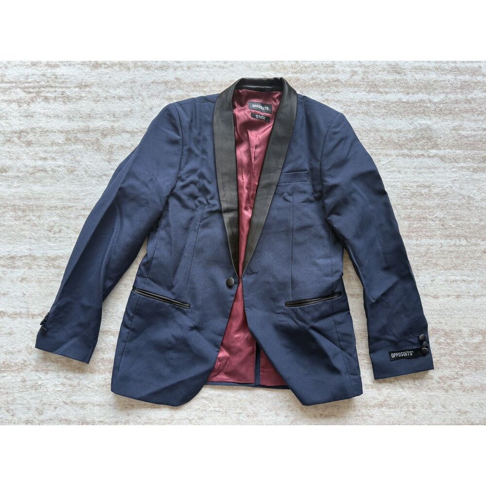 OppoSuits Teen Boys Navy Blue Tuxedo Blazer – Size 16 - Formal